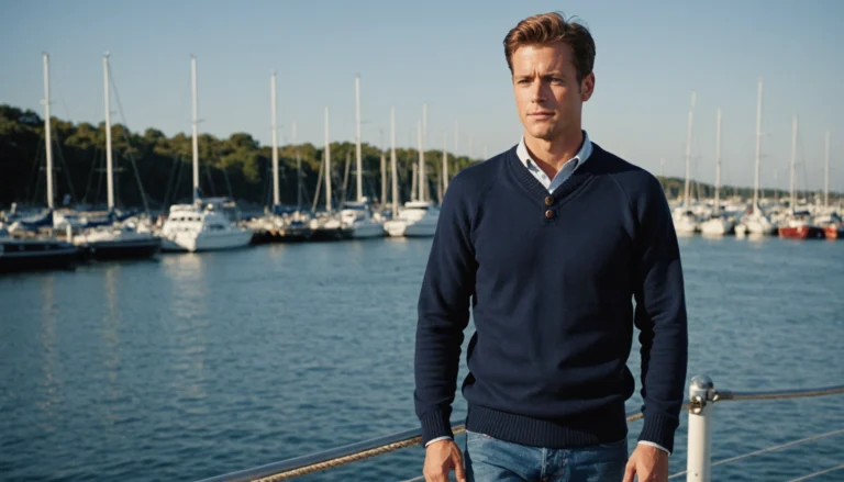 pull marin homme boutonné épaule